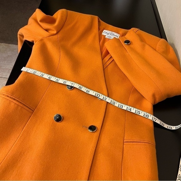 Oleg Cassini Vintage orange wool blend blazer jacket, doublebreasted buttons, M - Picture 12 of 14